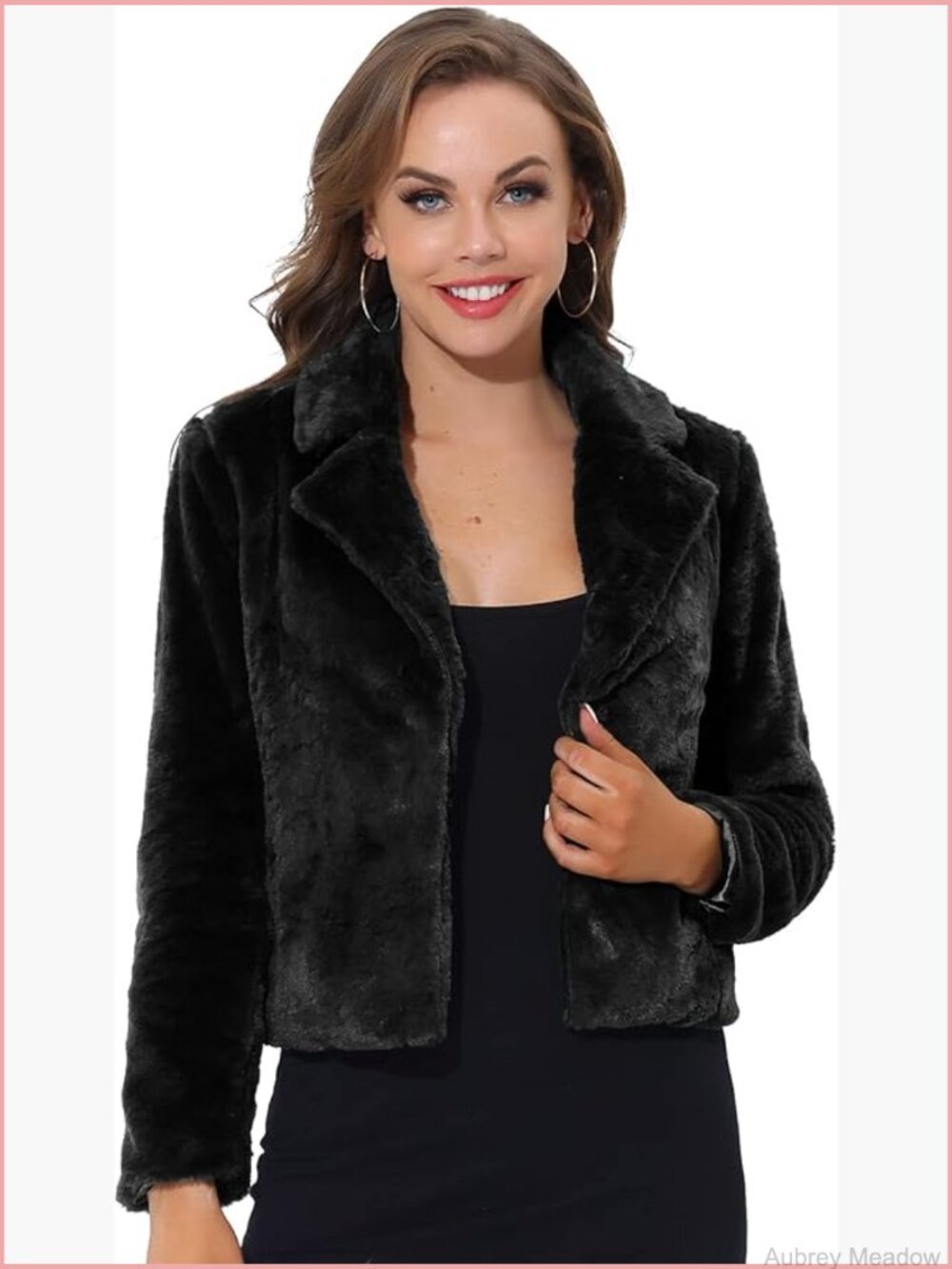 Cropped Faux Fur Jacket Lapel Fluffy Cardigan Shrug Winter Coat